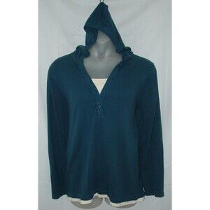 Teal Plus Sz 26/28 Casual Wear Layer Look Long Sleeve Hooded Shirt GITANO